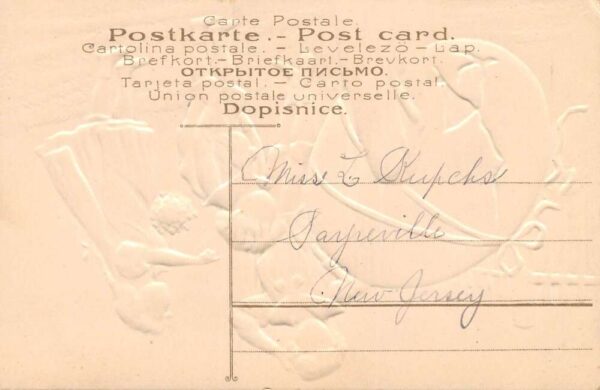 Easter Greetings Children W/ Giant Cracked Easter Egg, Embossed Postcard U6560 - Image 2