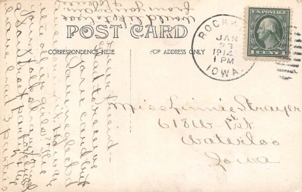 Rockwell Iowa South Side, Main St., Drug Store Real Photo Vintage Postcard U6633 - Image 2