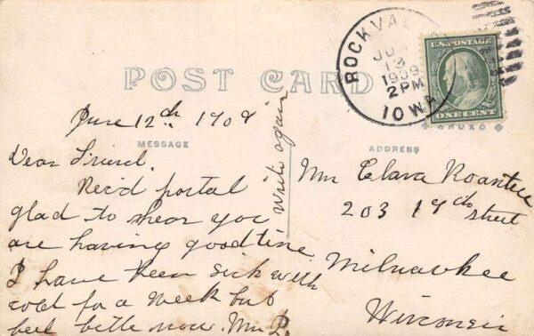 Rock Valley Iowa Woodmen's Picnic, 1909 Real Photo Vintage Postcard U6634 - Image 2