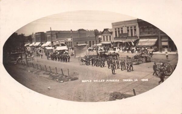 Onawa Iowa Maple Valley Firemen Parade Real Photo Vintage Postcard U6635