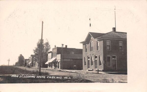 Colby Wisconsin Main St., Looking South Real Photo Vintage Postcard U6639