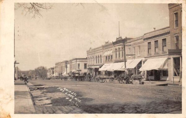Fox Lake Wisconsin Main Street Real Photo Vintage Postcard U6642