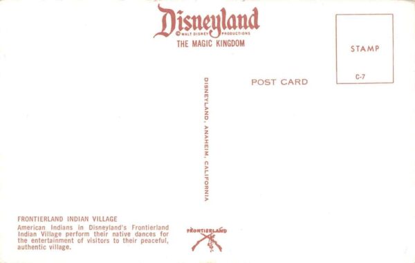 Anaheim California Disneyland Frontierland Indian Village Vintage Postcard U6679 - Image 2