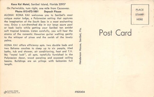Sanibel Island Florida Kona Kai Motel Multi-View Chrome Vintage Postcard U6690 - Image 2