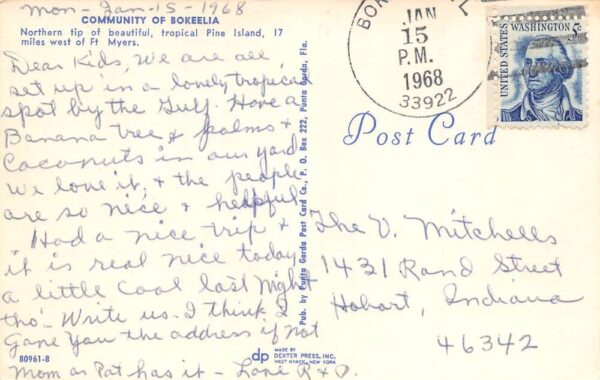 Bokeelia Florida Community Of Bokeelia Photochrome Vintage Postcard U6705 - Image 2