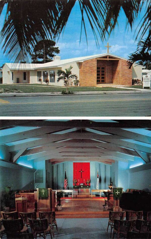Miami Shores Florida Advent Lutheran Church Multi-View Chrome Vintage PC U6722