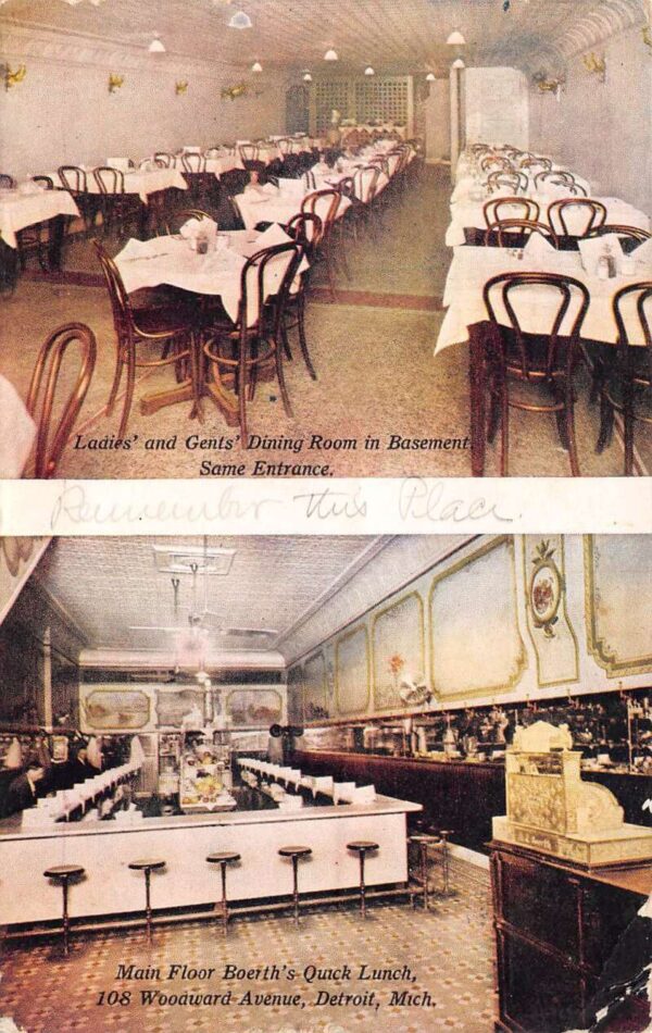 Detroit Michigan Boerth's Quick Lunch Multi-View Lithograph Vintage PC U6733