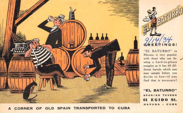 Havana Cuba El Baturro Spanish Tavern Advertising Vintage Postcard AA69236
