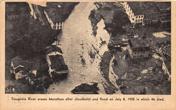 Marathon New York 1935 Flood Disaster Birds Eye View Vintage Postcard AA69247