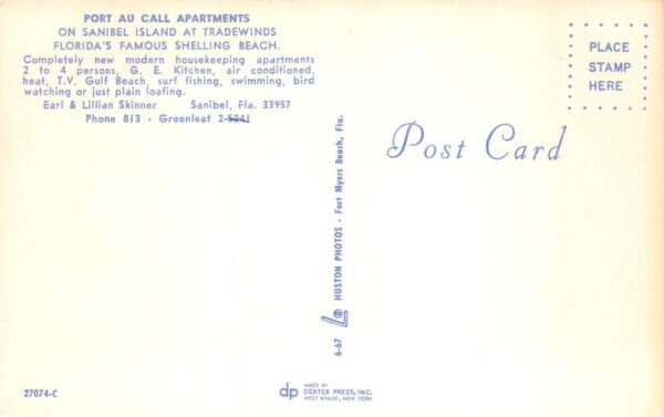 Sanibel Florida Port Au Call Apartments Interior Views Vintage Postcard AA69251 - Image 2