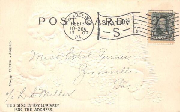 Valentines Greetings Cupid Angels with Heart and Flowers Postcard AA69258 - Image 2