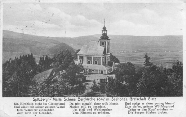 Poland Spitzberg Grafschaft Glatz Marie Schnee Church Vintage Postcard AA69264