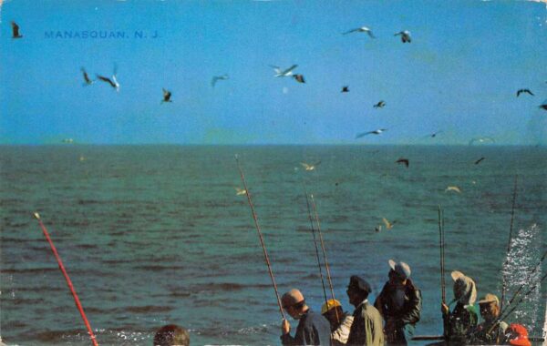 Manasquan New Jersey Fishing Scene Vintage Postcard AA69271