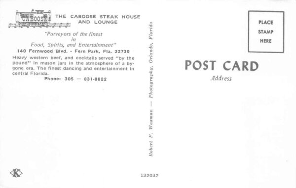 Fern Park Florida Caboose Steak House and Lounge Chrome, Multi-View PC U6766 - Image 2
