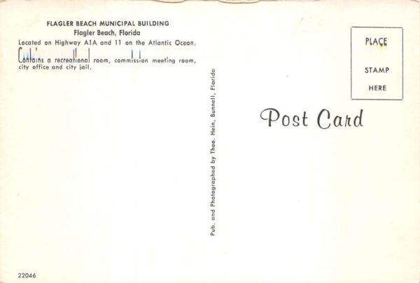 Flagler Beach Florida Flagler Beach Municipal Building Chrome Postcard U6777 - Image 2