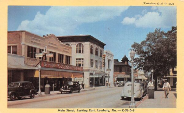 Leesburg Florida Main St, Looking East, 5 & 10 Cents Store Chrome PC U6780