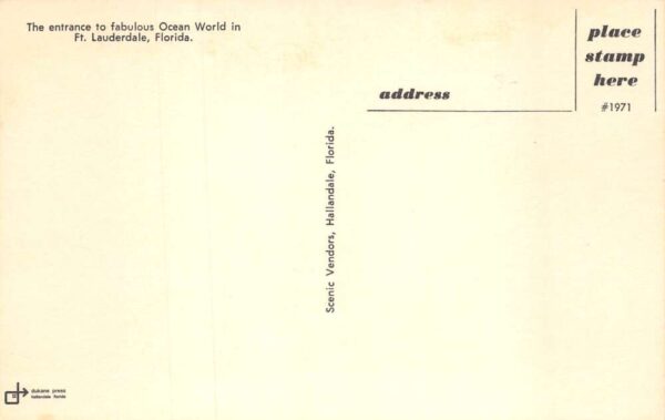 Ft Lauderdale Florida Entrance of Ocean World Chrome Vintage Postcard U6772 - Image 2