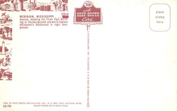 Meridian Mississippi 22nd Avenue w/ Drug Store Vintage Postcard TT0011 - Image 2
