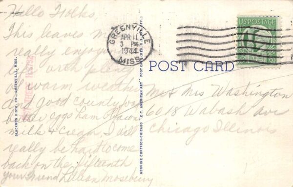 Greenville Mississippi Business District, Coca-Cola Sign Vintage Postcard TT0025 - Image 2