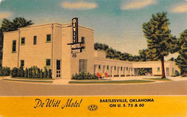 Bartlesville Oklahoma DeWitt Motel Vintage Postcard TT0033
