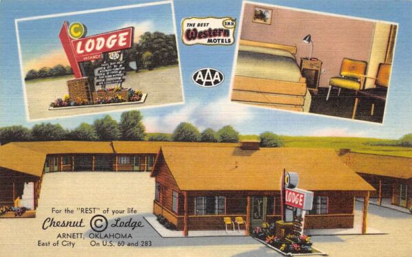 Arnett Oklahoma Chestnut Lodge Motel Vintage Postcard TT0034