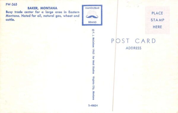Baker Montana Street Scene w/ Rexall Drug Store Vintage Postcard TT0078 - Image 2