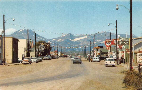 Browning Montana Street Scene, w/ Chevron Gas Pump Vintage Postcard TT0079