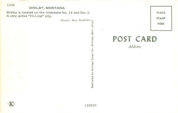 Shelby Montana Hi-Line City, Street Scene Vintage Postcard TT0090 - Image 2