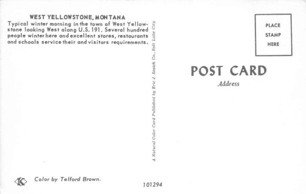 West Yellow Montana Street Scene , US 191 Vintage Postcard TT0094 - Image 2