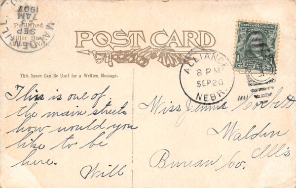 Alliance Nebraska Box Butte Avenue, Alliance Grocery Co. Vintage Postcard U6837 - Image 2