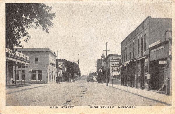 Higginsville Missouri Main Street, F. Schoppen Dry Goods Store Vintage PC U6843