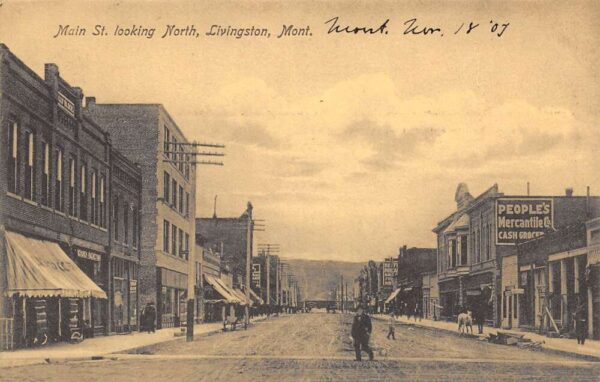Livingston Montana Main St., Looking North Sepia Tone Lithograph PC U6869