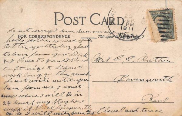 Grand Island Nebraska 3rd Street, Labor Office, Color Lithograph Postcard U6881 - Image 2