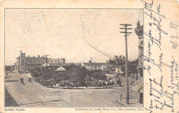 San Antonio Texas Alamo Plaza Undivided Back Vintage Postcard U6889