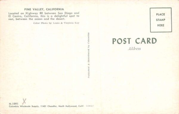Pine Valley California Town View, Hobart House, Photochrome Vintage PC U6921 - Image 2