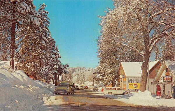 Running Springs California Winter Street Scene, Pepsi Cola Sign Postcard U6928