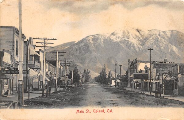 Upland California Main Street, Barber Pole Shown Vintage Postcard U6938