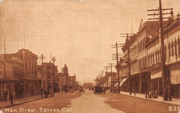 Salinas California Main Street Sepia Tone Lithograph Vintage Postcard U6944