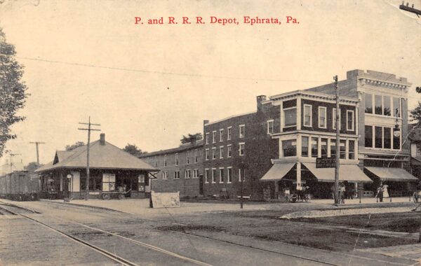 Ephrata Pennsylvania P. & R.R.R. Depot, Photo Print Vintage Postcard U11652
