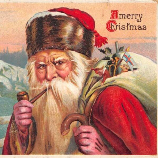vintage postcard of santa