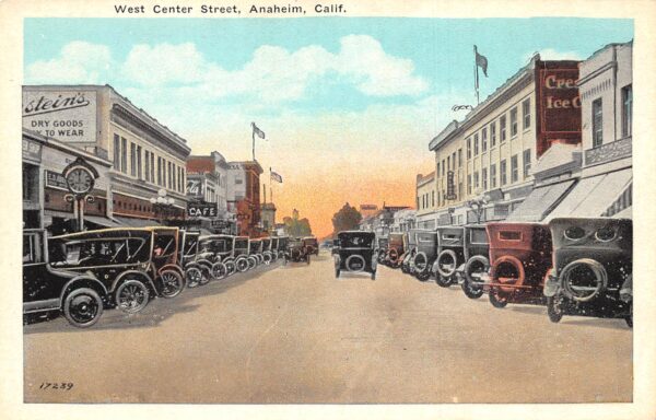 Anaheim California West Center Street, Dry Goods Store Vintage Postcard U6958