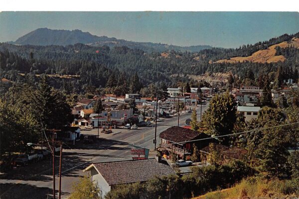 Garberville California Town Scene, Rancho Motel Photochrome Vintage PC U6966
