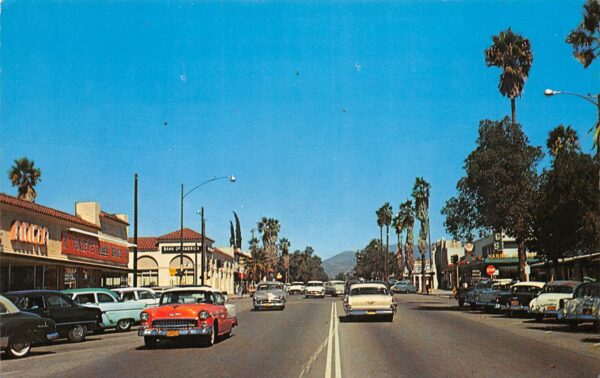 Fontana California Sierra Ave., Looking N., Rexall Drug Store Vintage PC U6984