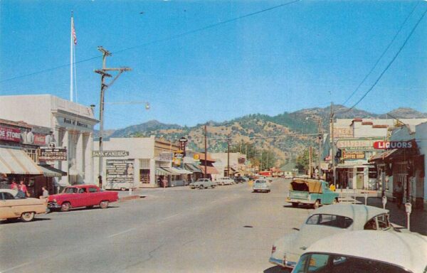 Calistoga California Street Scene, Bank Of America Bldg. Vintage Postcard U6997