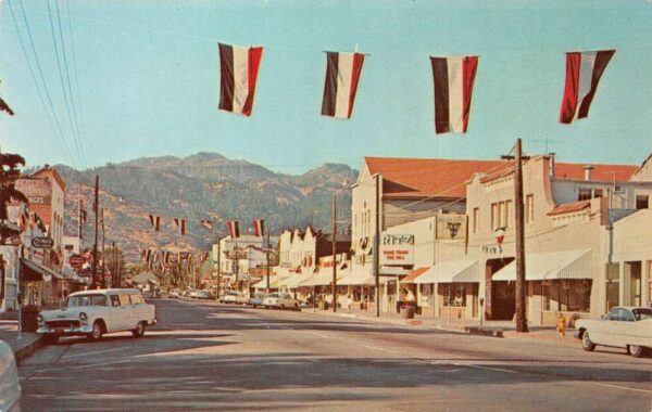 Calistoga California Business Section, Photochrome Vintage Postcard U6998
