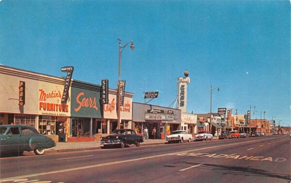 Lancaster California Town Scene, Sears Department Store Vintage Postcard U7015