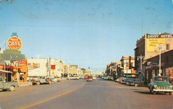 Price Utah Main St., Looking East, Phillips 66 Sign Vintage Postcard U7018
