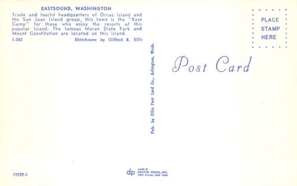 Eastsound Washington Town Scene, Near Orcas Island, Chevron Gas Postcard U7034 - Image 2