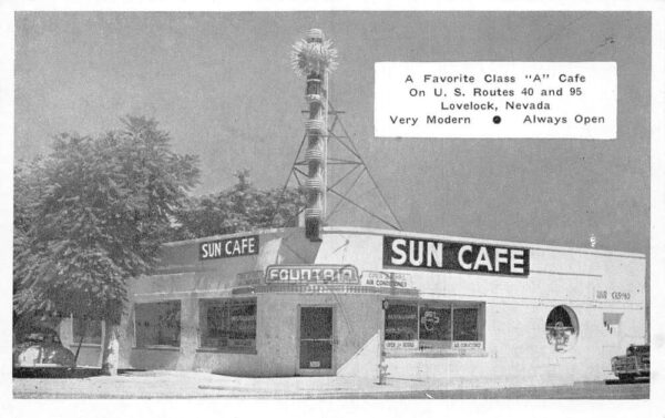 Lovelock Nevada Sun Cafe, Exterior B/W Photo Print Vintage Postcard U7039