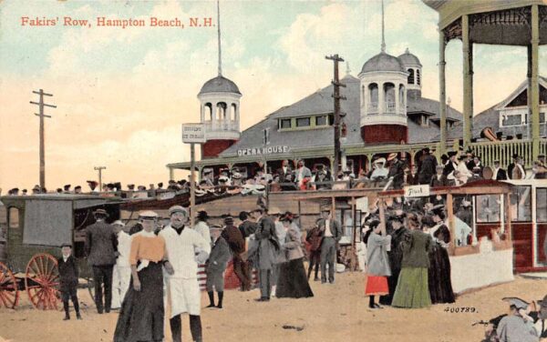 Hampton Beach New Hampshire Fakirs' Row, Opera House, Color Lithograph PC U7050